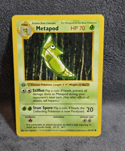 Pokemon Wizards Metapod 54/102 Base Set Shadowless 1st Ed Regular 1999 70HP - Image 1