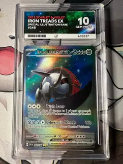 ACE 10 Pokemon TCG Iron Treads EX Scarlet & Violet Base 248/198 matching label - Image 1