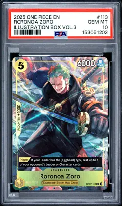 Roronoa Zoro (Illustration Box Vol.3) OP07-113 One Piece Promotion Cards PSA 10 - Image 1