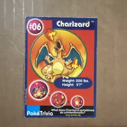 Charizard #6 Pokemon Burger King 1999 PokeTrivia Movie Card Perforated - Image 1