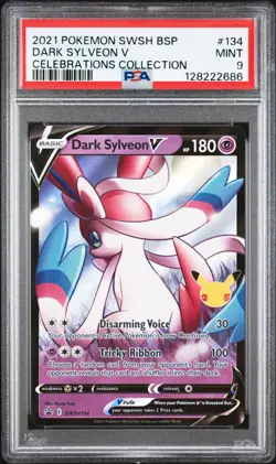 2021 POKEMON SWSH BLACK STAR PROMO CELEBRATIONS COLLECTION DARK SYLVEON V PSA 9 - Image 1