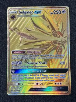 Solgaleo GX 173/156 Ultra Prism Gold Secret Rare Pokemon Card S&M 2018 TCG NM - Image 1