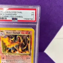 Blaine's Charizard CORRECTED SYMBOL PSA 1 Carta Pokemon Vintage Gym Challenge - Image 3