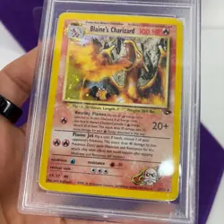 Blaine's Charizard CORRECTED SYMBOL PSA 1 Carta Pokemon Vintage Gym Challenge - Image 4