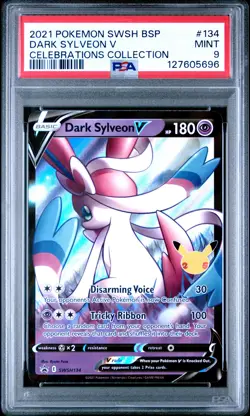 2021 POKEMON SWSH BLACK STAR PROMO CELEBRATIONS COLLECTION DARK SYLVEON V PSA 9 - Image 1