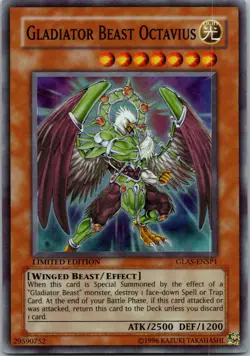 Yugioh Gladiator Beast Octavius GLAS-ENSP1 Limited Edition Super Rare NM - Image 1