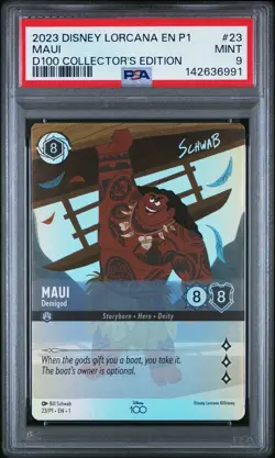 2023 DISNEY LORCANA EN P1-PROMO #23 MAUI - DEMIGOD PSA 9 - Image 1