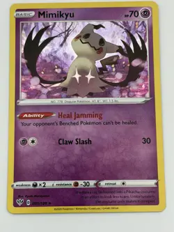 2020 Pokemon Sword & Shield Darkness Ablaze Mimikyu 81/189 Cosmo Holo LP - Image 1