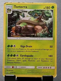 2018 Pokemon 9/156 TORTERRA Holo Rare Ultra Prism Sun & Moon Moderate Play - Image 1