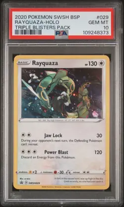 2020 POKEMON SWSH BLACK STAR PROMO TRIPLE BLISTERS PACK RAYQUAZA-HOLO PSA 10 - Image 1