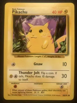 Pokemon TCG Pikachu Base Set 58/102 Regular Unlimited Common Nm - Image 1
