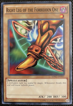 YUGIOH - Right Leg of the Forbidden One LDK2-ENY07 - Common - Unlimited Ed - NM - Image 1