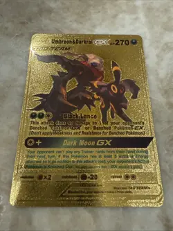 Pokemon Umbreon & Darkrai GX Tag Team Gold Foil Fan/Display Art Card - Image 1