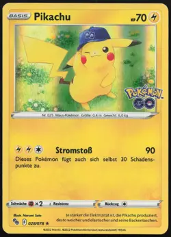 Pokemon Pikachu Holo Rare Pokemon GO 028/078 NM DE - Image 1