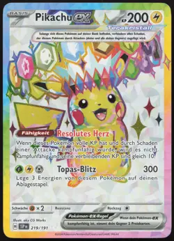 Pokemon Pikachu ex Ultra Rare Sturmische Funken 219/191 NM DE - Image 1