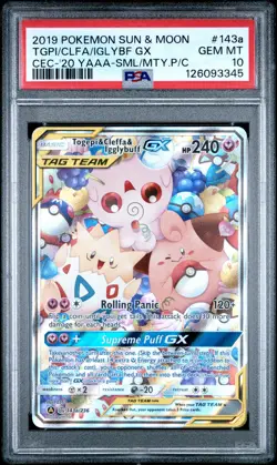 2019 POKEMON SUN & MOON COSMIC ECLIPSE TOGEPI & CLEFFA & IGGLYBUFF GX PSA 10 - Image 1
