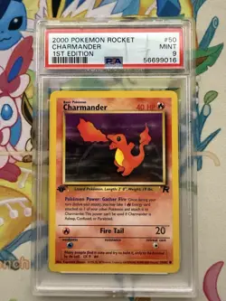 2000 Pokemon Charmander 1st Edition #50/82 Team Rocket PSA 9 Mint Has crack - Image 1