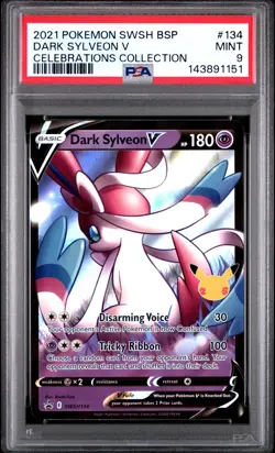 2021 POKEMON SWSH BLACK STAR PROMO CELEBRATIONS COLLECTION DARK SYLVEON V PSA 9 - Image 1