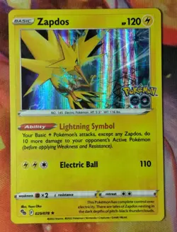 Zapdos 29/78 LP/NM Holo Rare 2022 Pokemon Go Sword + Shield Pokemon Card - Image 1