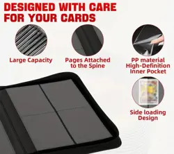 4 Pocket Trading Card Zip Binder 128 Cards Premium TCG Top Loader 35 Pt Album - Image 2