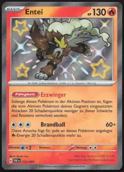 Pokemon Entei Shiny Holo Rare Paldeas Schicksale 112/091 NM DE - Image 1