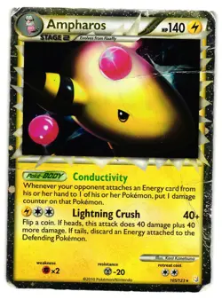 Pokemon TCG Ampharos (Prime) 105/123 Heartgold & Soulsilver Holo HEAVY DMG - Image 1