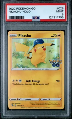 2022 Pokemon Go Pikachu Holo #028 PSA 9 MINT - Image 1