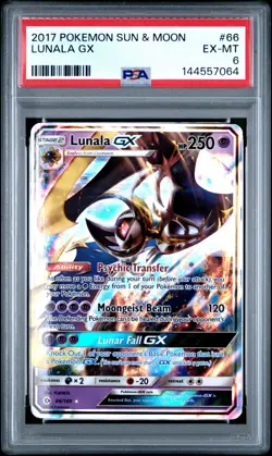 2017 POKEMON SUN & MOON #66 LUNALA GX PSA 6 - Image 1