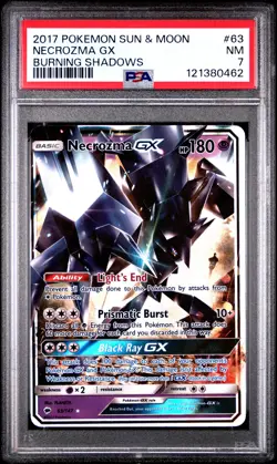 2017 POKEMON SUN & MOON BURNING SHADOWS #63 NECROZMA GX PSA 7 - Image 1