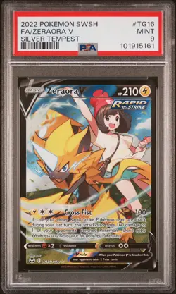 2022 POKEMON SWORD & SHIELD SILVER TEMPEST #TG16 FULL ART/ZERAORA V PSA 9 - Image 1