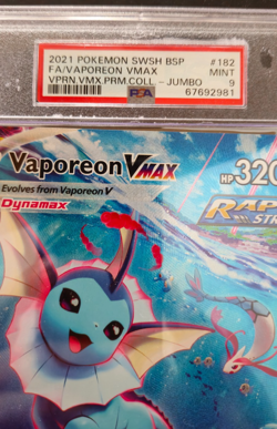 2021 POKEMON SWSH BLACK STAR PROMO #182 FULL ART/VAPOREON VMAX JUMBO PSA 9 - Image 3