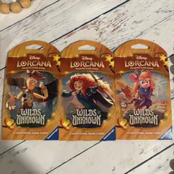 Disney Lorcana: Wilds Unknown Sleeved Booster Pack Art Set Of 3! Sealed! - Image 1
