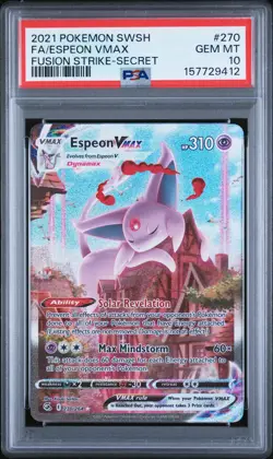 2021 POKEMON SWORD & SHIELD FUSION STRIKE SECRET FULL ART/ESPEON VMAX PSA 10 - Image 1