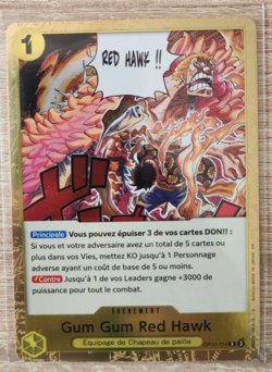 Carte One Piece Gum Gum Red Hawk OP11-114 FR - Card game Holo - Image 1