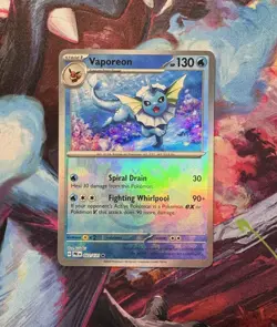 Pokemon Prismatic Evolutions Vaporeon Master Ball Holo 022/131 - Image 1