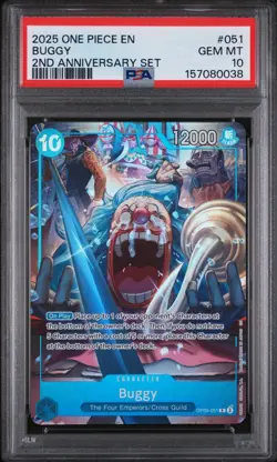2025 ONE PIECE ENGLISH VERSION 2ND ANNIVERSARY SET #051 BUGGY PSA 10 - Image 1