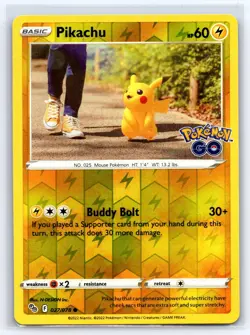 Pikachu 027/078 Common Pokemon GO Pokemon Reverse Holo Lightly Played - Image 1