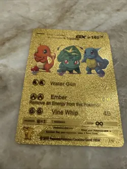 Pokemon gold card HP 140 basic Charmander, Bulbasaur & Squirtle - Image 1