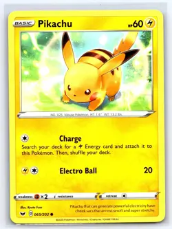 Pikachu 065/202 Common Sword & Shield Pokemon Lightly Played - Image 1