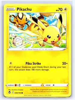 Pikachu 049/195 Common Silver Tempest Pokemon Lightly Played - Image 1