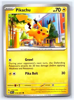 Pikachu 018/091 Common Paldean Fates Pokemon Reverse Holo Lightly Played - Image 1