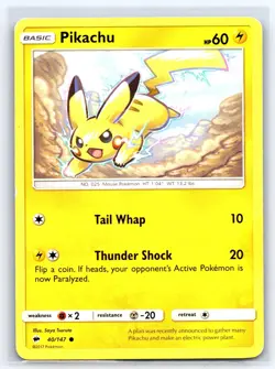 Pikachu 40/147 Common Burning Shadows Pokemon Lightly Played - Image 1
