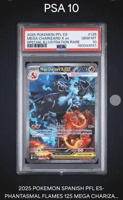 2025 Pokemon Mega Charizard X Ex 125/094 SPANISH ES PSA 10! Phantasmal Flames - Image 4
