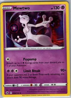 Mewtwo 059/159 Holo SWSH: Crown Zenith - Pokemon Card - NM - Image 1