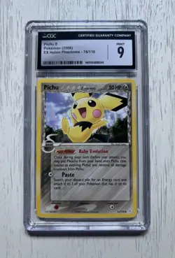 Pokemon TCG Pichu EX Holon Phantoms 2006 Holo Card 76/110 CGC 9 Mint - Image 1