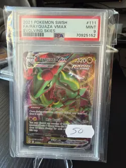 PSA 9 Pokemon Rayquaza VMAX #111/203 – Sword & Shield Evolving Skies - Image 1