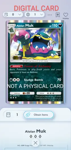 Alolan Muk Pokemon Pocket Mobile Game Fantastical Parade Set ◇◇◇ Rare Card Trade - Image 1