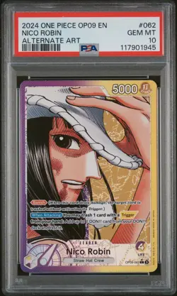 2024 One Piece Nico Robin OP09-062 Leader Alternate Art English PSA 10 - Image 1
