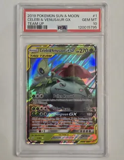Pokemon TCG Celebi & Venusaur GX Card Tag Team Sun Moon 1/181 Psa 10 - Image 1