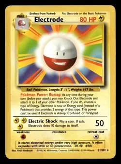 Electrode 21/102 Rare Base Set Unlimited Pokemon Card - 2 - Image 2